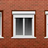 windows on brick wall vector