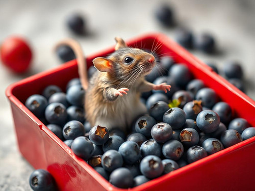 www.naked-ai.art - A red box of blue berries with a rat dancing inside.jpg