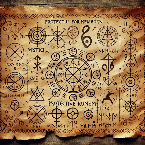 DALL·E 2025 02 26 18.57.33 An ancient parchment with mystical symbols and protective runes for newbo.png