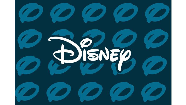 None The Disney logo over a blue and black background with tiled circles in the style of Disney’s logo.