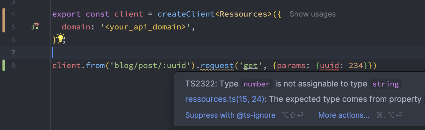Auto-completion and errors for incorrect parameter types