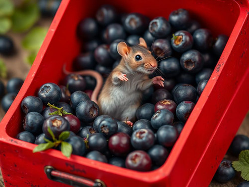 www.naked-ai.art - A red box of blue berries with a rat dancing inside.jpg