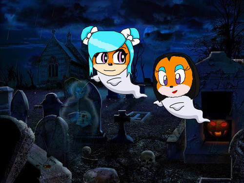 Megumi and Liz Bandicoot Become a Ghost on Halloween.jpg