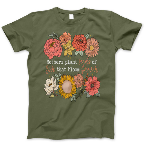 Photograph of four blank t-shirts greys beige and army green. Clipping path included. Ready for your.jpg