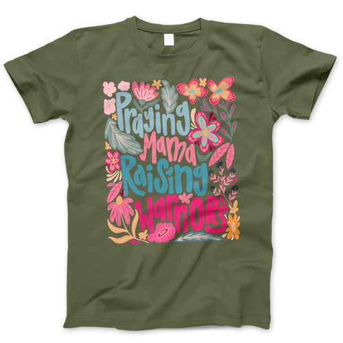 Photograph of four blank t-shirts greys beige and army green. Clipping path included. Ready for your.jpg