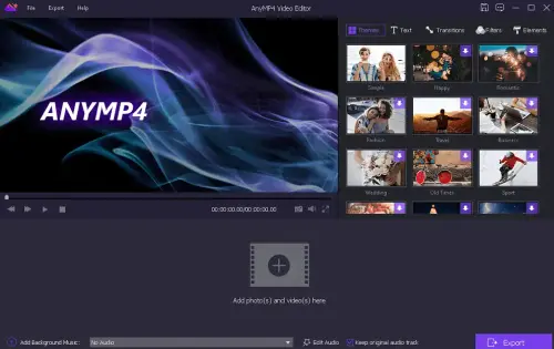 AnyMP4 Video Editor UI Main Window.webp