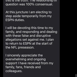Shannon Sharpe ESPN Statement