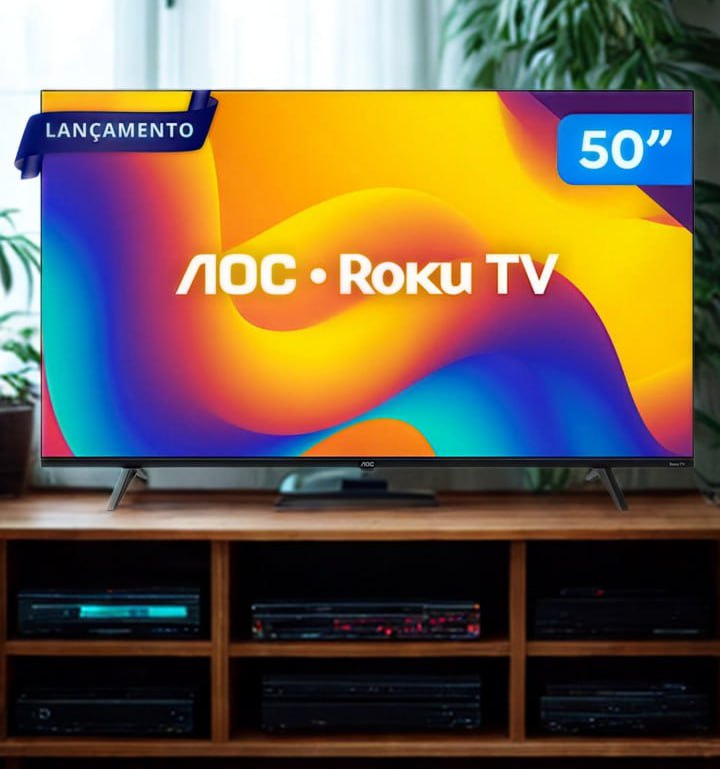 Smart TV 50″ AOC 4K DLED 50U7045/78G Roku TV Quad Core Google Assistente 3 HDMI