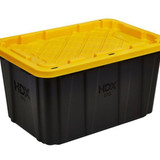 HDX 27 Gallon Heavy Duty Storage Tote in Black with Yellow Lid
