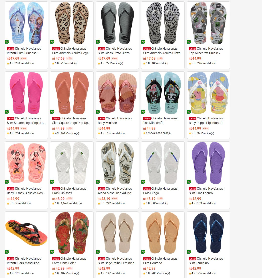 Havaianas com o cupom de 25% em moda