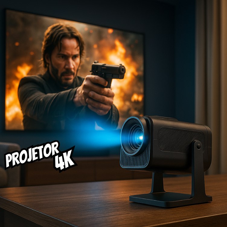 Mini Projetor Hy320 4k Portátil Wi-fi Bluetooth Espelhamento