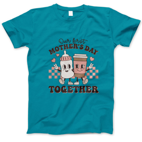 Photograph of four blank t-shirts greys beige and army green. Clipping path included. Ready for your.jpg