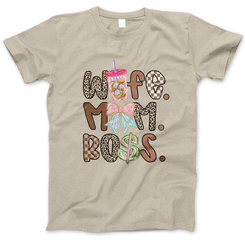 Photograph of four blank t-shirts greys beige and army green. Clipping path included. Ready for your.jpg