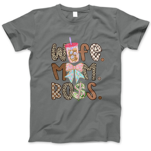 Photograph of four blank t-shirts greys beige and army green. Clipping path included. Ready for your.jpg