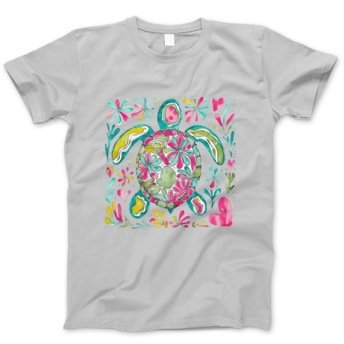 Photograph of four blank t-shirts greys beige and army green. Clipping path included. Ready for your.jpg