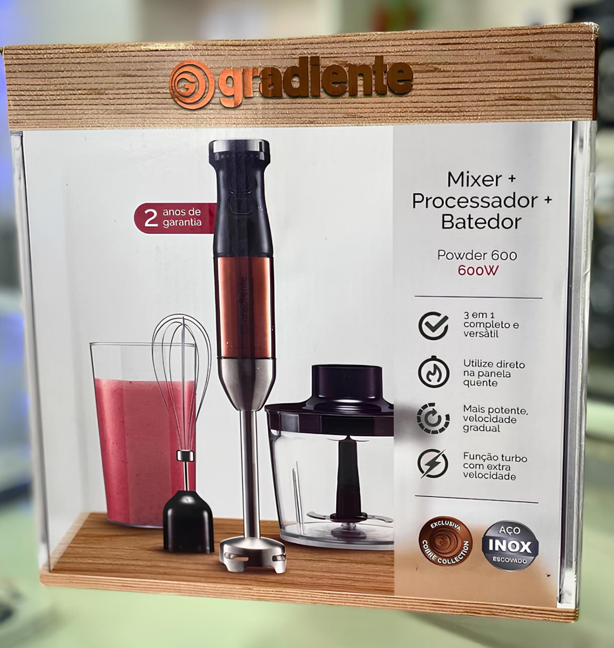 Mixer 3 Em 1 Powder Profissional 600w Inox Pgmx402 Gradiente 110V 60Hz