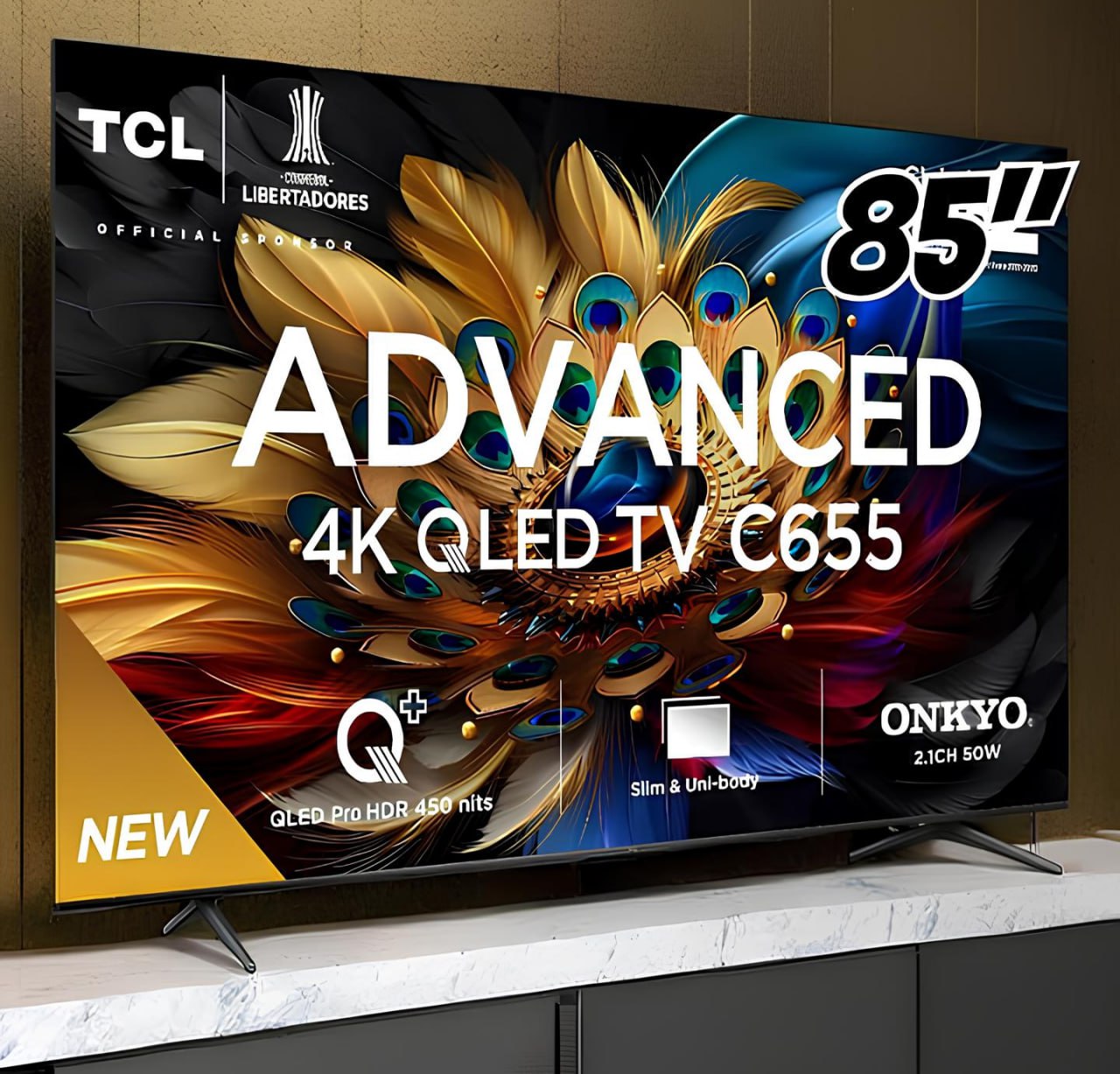 Smart TV 85” 4K UHD QLED TCL 85C655 Wi-Fi – Bluetooth 3 HDMI 1 USB