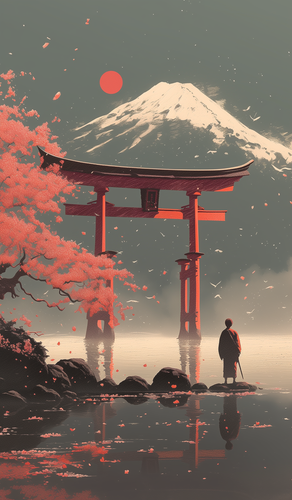 shaaapt mount fuji cherry blossom tree torii gate and samurai 62deb656 5d34 450b a528 c36b8592cac1.png