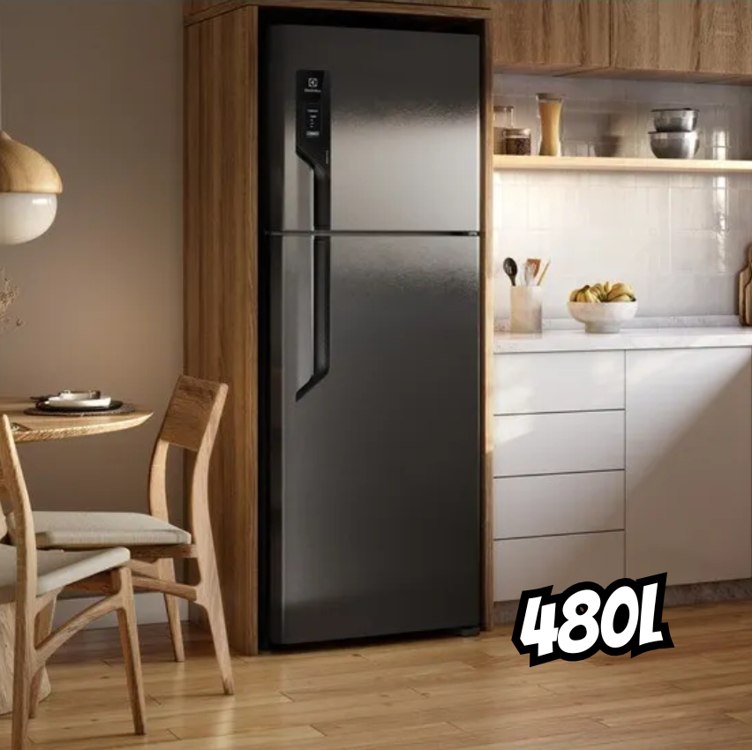 Geladeira/Refrigerador Electrolux Frost Free Duplex Black Inox Look 480L Efficient TF71B