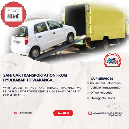 We completed a car transportation job from Hyderabad to Warangal today.