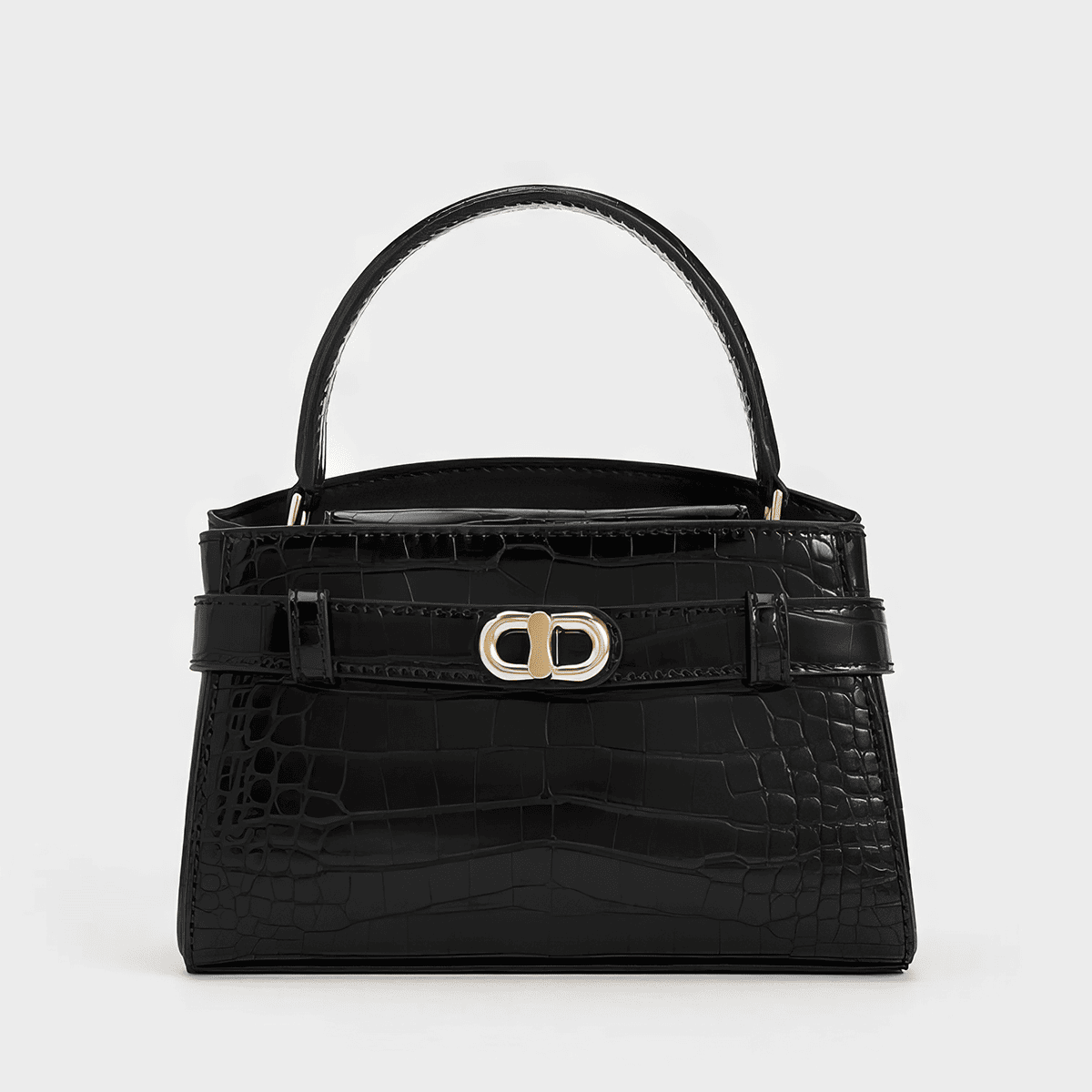 Túi xách Aubrielle Croc-Effect Top Handle Bag - Đen