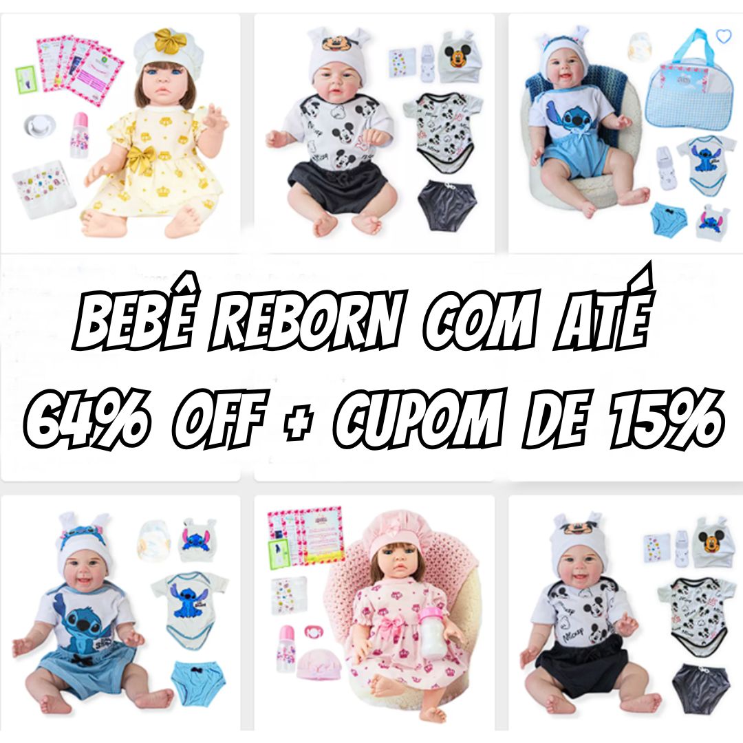 Seleção De Bebês Reborn Realistas Com Até 64% Off + Cupom De 15% Seleção De Bebês Reborn Realistas Com Até 64% Off + Cupom De 15%