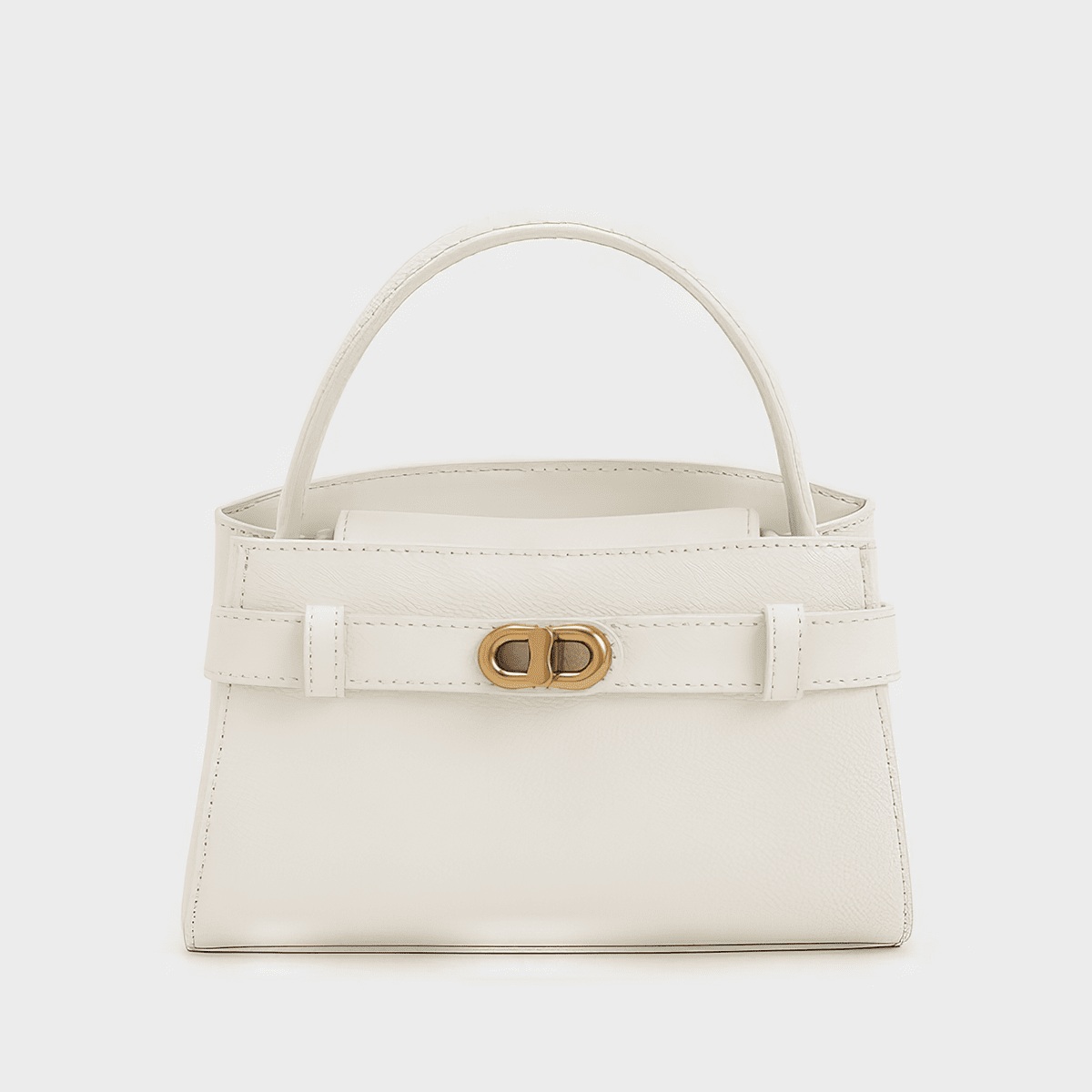 Túi xách tay nữ Aubrielle Metallic Buckle - Kem