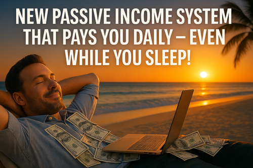 Create a 16 9 aspect ratio banner for social media with the headline New Passive Income System That .png
