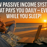 Create a 16 9 aspect ratio banner for social media with the headline New Passive Income System That 