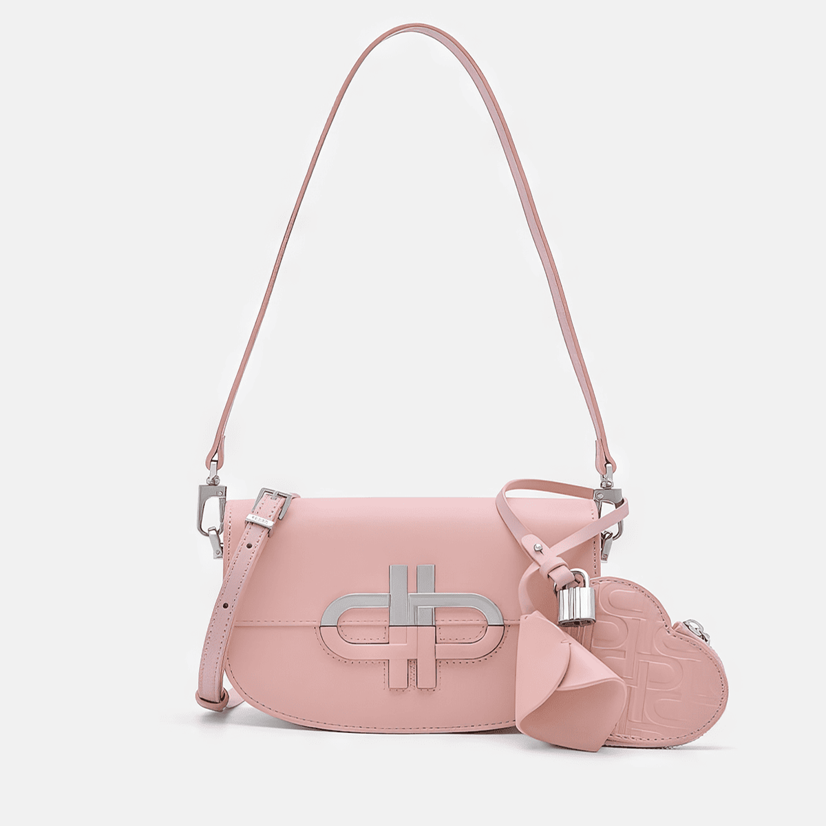 Túi đeo chéo nắp gập Icon Leather Mini - Màu hồng