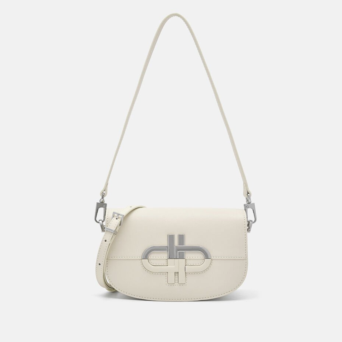 Túi đeo chéo nắp gập Icon Leather Mini - Màu be