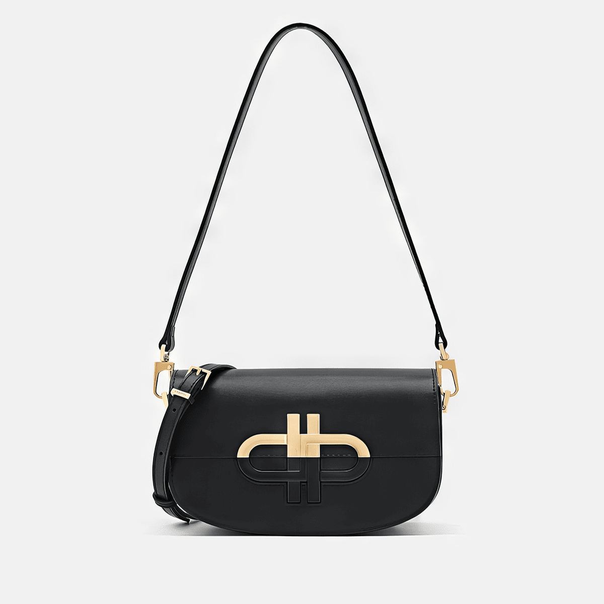 Túi đeo chéo nắp gập Icon Leather Mini - Màu đen