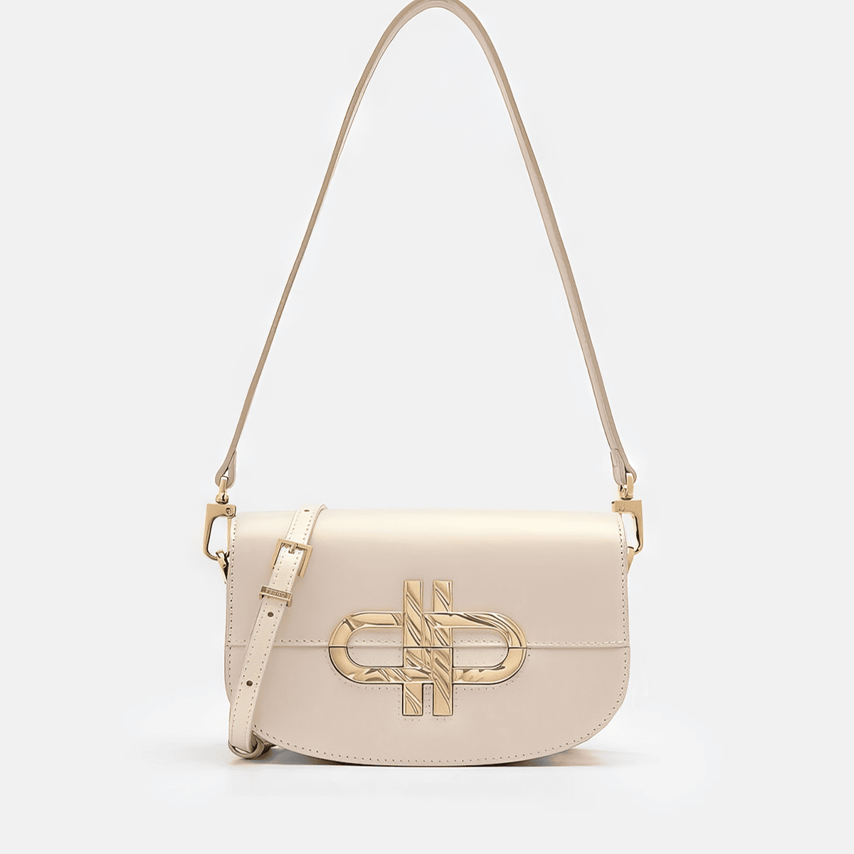 Túi đeo chéo nắp gập Icon Leather Mini - Màu champagne