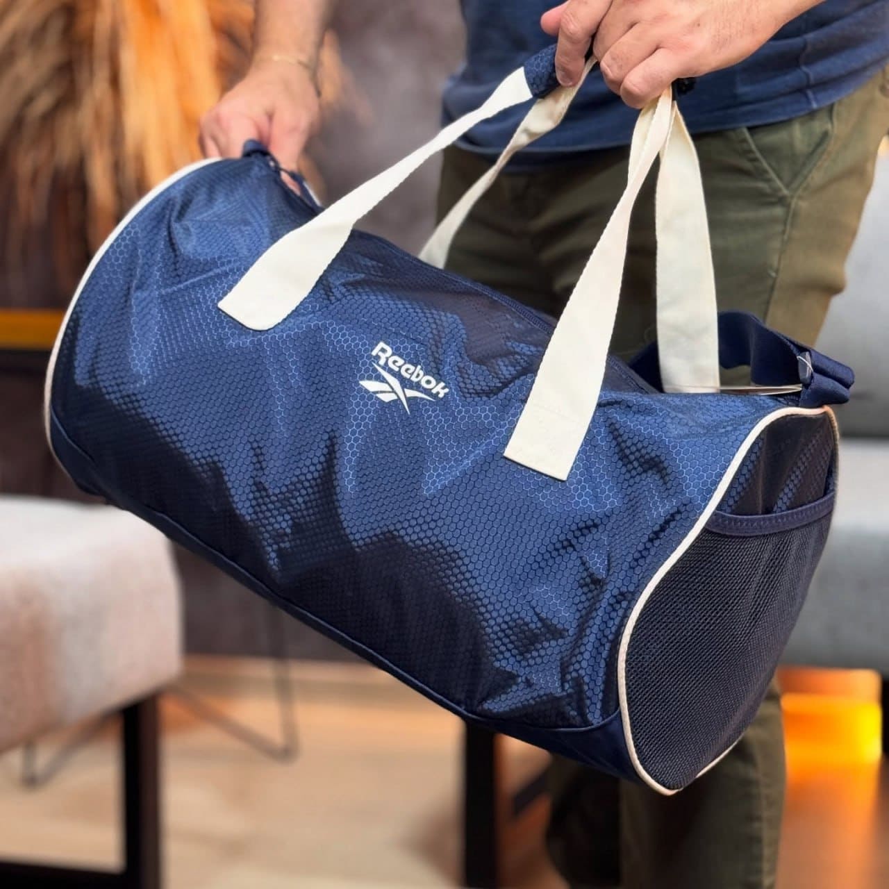 Mala Unissex Reebok Plyo 2 Esportiva Academia Dia A Dia Cor Azul/branco
