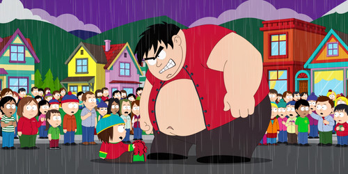  A vivid over the top scene in the bustling technicolor world of South Park Eric Cartman and Big Bel.jpg