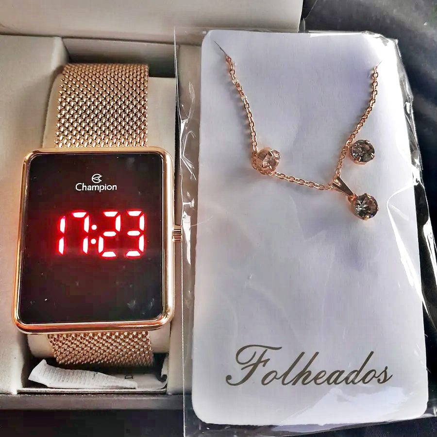 Relógio Champion Feminino Digital Dourado Original Garantia