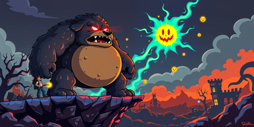  An epic and dramatic scene from a 2D side scrolling video game featuring Big Belly Bob as the final.jpg