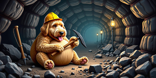  A humorous and exaggerated scene in a grimy dangerous coal mine filled with dark tunnels and precar.jpg