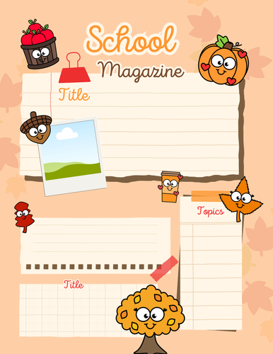 Boletín Informativo Escolar Otoño Ilustrado Divertido Naranja y Café.png