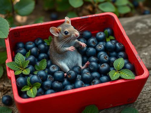 www.naked-ai.art - A red box of blue berries with a rat dancing inside.jpg