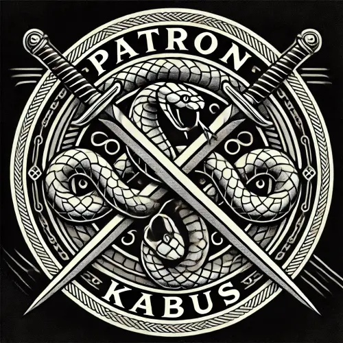 DALL·E 2024 10 11 13.29.45 A circular logo featuring intertwined snakes and crossed swords, with the.webp