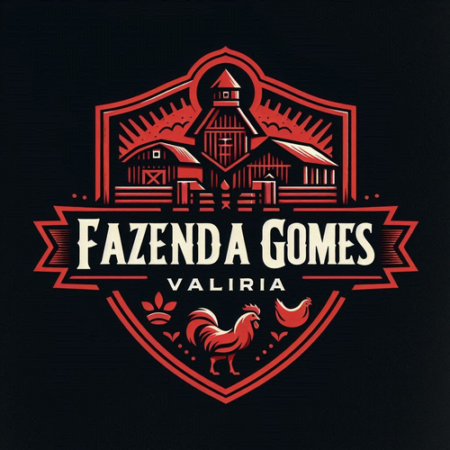 Fazenda Gomes Valiria logo with a rustic medieval theme, red and black colors, resembling coats of a.png