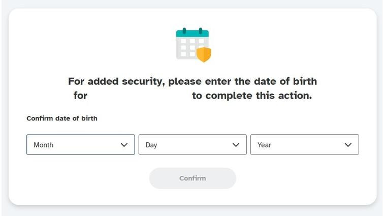 A screenshot taken of the age verification request during 23andMe’s account deletion process.