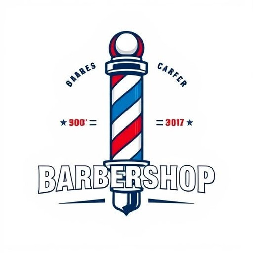 www.naked-ai.art - Create a modern and stylish barbershop logo featuring a traditional barber pole, .jpg