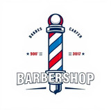 www.naked-ai.art - Create a modern and stylish barbershop logo featuring a traditional barber pole, 