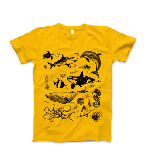 Photograph of four blank t-shirts greys beige and army green. Clipping path included. Ready for your.jpg