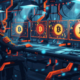 blockchain technology cartoon illustration