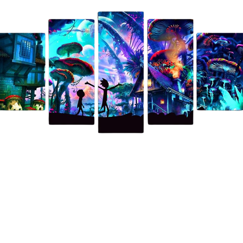 Kit 5 Quadros Decorativos Rick And Morty Psy fb.png