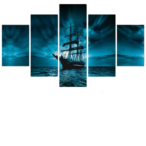Kit 5 Quadros Decorativos Barco No Mar fb.png