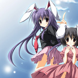Konachan.com 45449 2girls animal ears bunny ears bunnygirl food gradient inaba tewi korie riko loli 